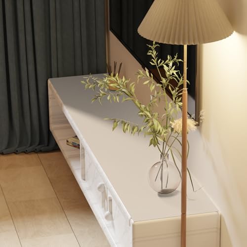 Leather Desk Mat,1.8mm Thick,15.75x63 Inch Desk Cover,Desk Protector Mat,Dresser Cover Top,Faux Leather Table Cover,Side Table Cover,Office Desk Cover(Beige+Light Gray,15.75x63) by Zinkooat