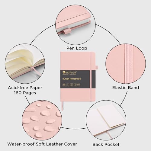 &And Per Se Blank Sketch Notebook, A5 Hardcover, 160 Pages 100gsm Thick Paper, Unlined Journal for Drawing, Doodling, Hand Lettering – Creative Gift for Artists, Designers, Writers (Pink) - Image 3