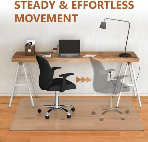 Office Chair Mat, 46" x 72" Clear Computer Desk Chair Mat for Hardwood Floor, Easy Glide Plastic Mat for Under Office Chairs on Hardwood for Work & Home - Image 5