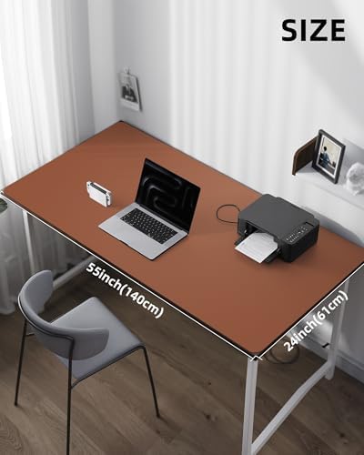 AFIING Large Desk Mat 55" x 24" - PU Leather Desk Pad Protector, Waterproof Non-Slip Extended Mouse Pad for Office Desk, Keyboard, Laptop and Home Workspace (Brown) - Image 5
