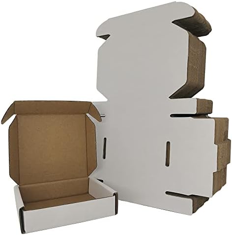 50 Pack 4x4x1'' Small Shipping Boxes, White Corrugated Cardboard Mailers for Mailing Packaging Business (W441-50) by Rnisda