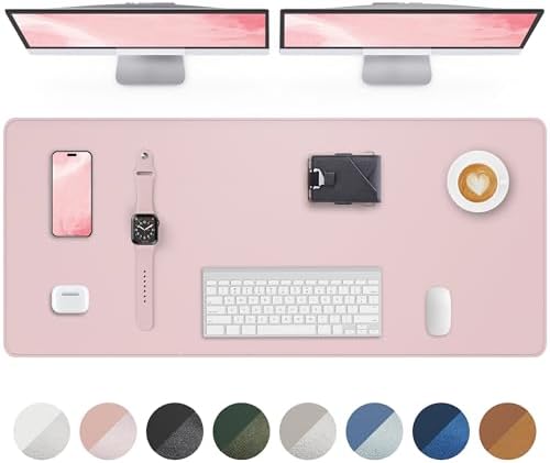 Leather Desk Pad Protector - 48" x 17" Large deks mat Light Pink by AFIING