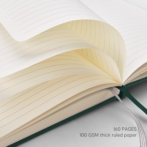 &And Per Se Lined Notebooks Bulk 5-Pack, A5 Hardcover Journal, 160 Pages 100gsm Thick Paper, Classroom Supplies for Students, Teachers, College Ruled Notebooks for School Office (Green) - Image 4
