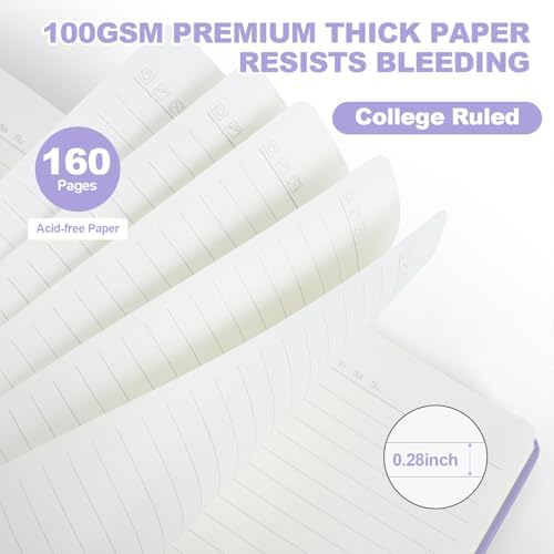 SUQJOY Lined Journal Notebooks, 160 Pages, 5.5x 8.2-Inch Journals for Women Men, Hardcover Notebook with 100 gsm Thick Paper, A5 Size College Ruled Notebook (Purple) - Image 3