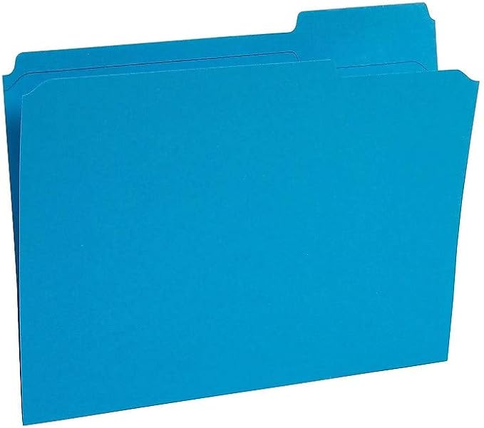 Staples Reinforced Colored File Folders, Letter Size, 3‑Tab Design, Blue, Heavy‑Duty Construction, 100/Box - Image 3