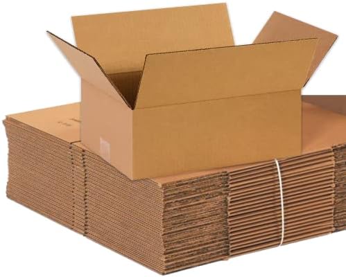 BOX USA Shipping Boxes 14L x 10W x 5H 25-Pack Flat Corrugated Cardboard Box for Packing, Moving and Storage by BOXUSA