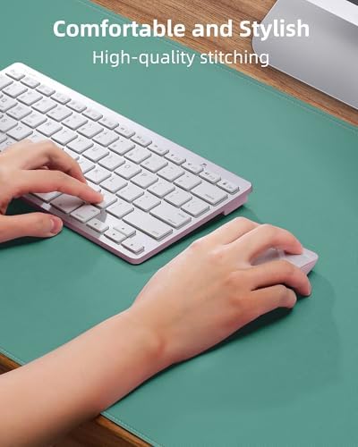 Leather Desk Pad Protector, Mouse Pad, Office Mat, Non-Slip PU Leather Blotter, Laptop Desk Pad, Waterproof Writing Pad for Office and Home (Light Green, 31.5" x 15.7") - Image 3