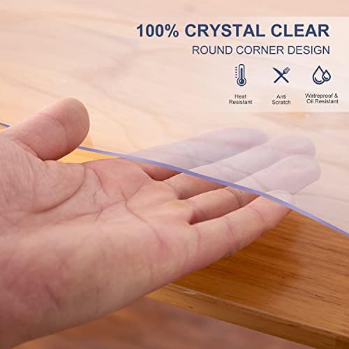 Table Protector Cover Clear Plastic Tablecloth Protector Glass Plastic Tablecloth Waterproof Wipeable Vinyl PVC for Rectangle Dining Tables Mat Pad Furniture Protector Good for 44x102 Inch Non-slip - Image 3