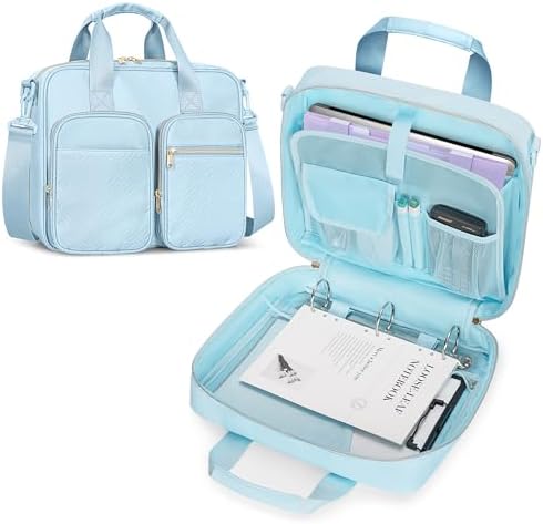 3 Ring Zipper Binder, 2 Inch Ring Binder Organizer Bag with Strap by Prokva