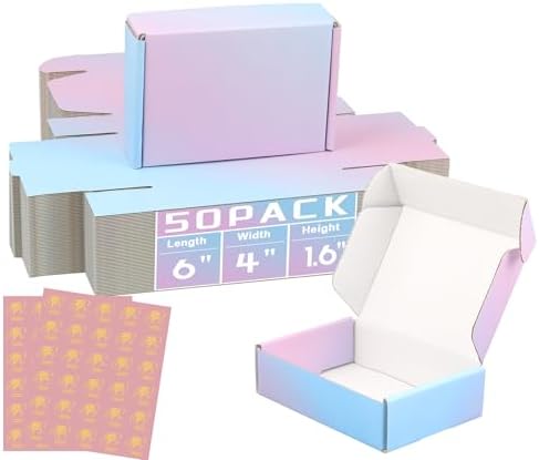6"x4"x1.6" Shipping Boxes, 50 Pack Purple Cardboard Mailer Box, Small Gift Boxes for Packaging Small Business by DERZIFUN