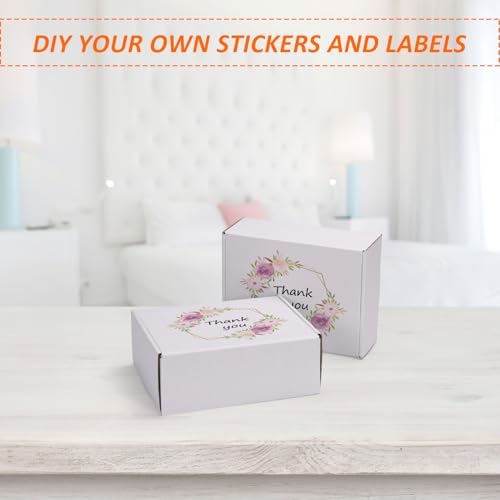 HORLIMER 8x6x3 inches Shipping Boxes Set of 25, White Corrugated Cardboard Box Literature Mailer, 25 Stickers Included - Image 4