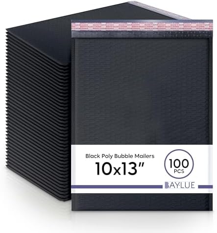 Black Bubble Mailers 10x13, Self Seal Poly Padded Envelopes, 100 Pack Bulk by BAYLUE