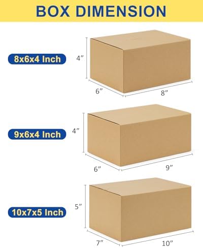 Assorted-Sizes-Shipping-Boxes-45-Pack: 8x6x4 & 9x6x4 & 10x7x5 Small-Shipping-Boxes-Mailers, Brown Corrugated-Cardboard-Boxes-for-Packing-Small-Business Mailing - Image 2