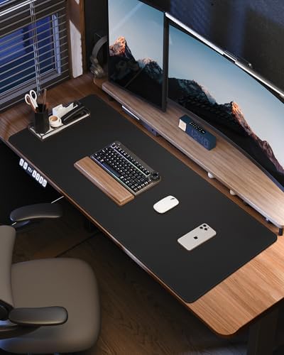 AFIING Leather Desk Protector, 55"x17" - Premium Mat, Large Mouse Pad, Non-Slip Blotter, Waterproof Writing Pad for Office and Home (Black) - Image 6