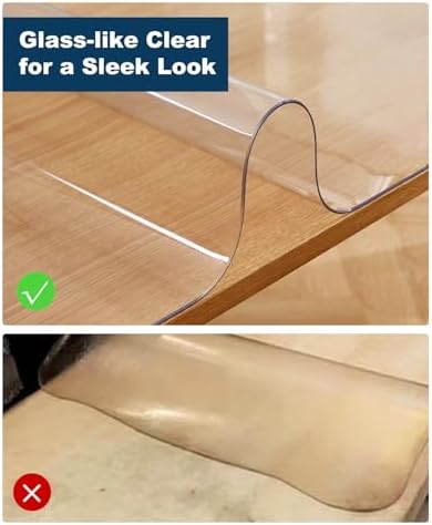 Crystal Clear Plastic Table Cover Protector, 42" x 60" Desk Pad Mat - Image 3