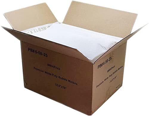 iMBAPrice 100-Pack #6 (12.5" x 19") Premium Pure White Color Self Seal Poly Bubble Mailers Padded Shipping Envelopes (Total 100 Bags) - Image 5