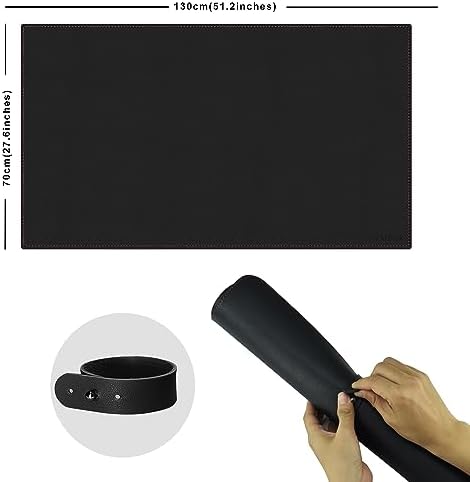 ZORESYN Large PU Leather Desk Mat Black 51.2x27.6 Inches - Image 2