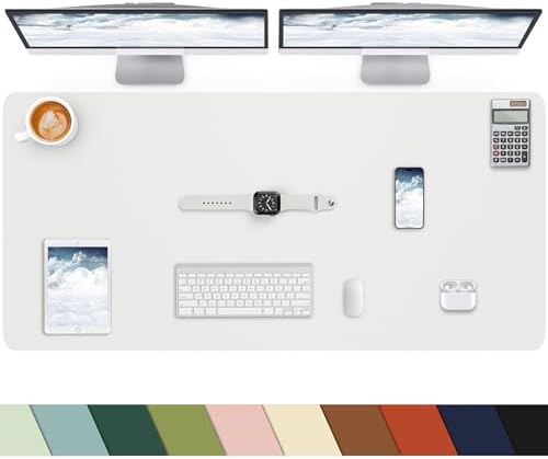 Desk mat Large, Leather Desk Pad Protector,Office Desk Mat,Mouse Pad, Non-Slip Desk Blotter, Laptop Desk Pad, Waterproof Desk Writing Pad for Office&Home (Ivory White, 48" x 24") by cebowa