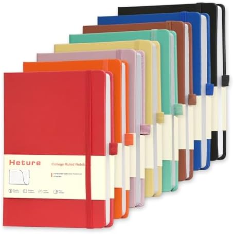 Heture 8 Pack Lined Journal Notebooks, A5 Hardcover Notebooks by HetureOffice