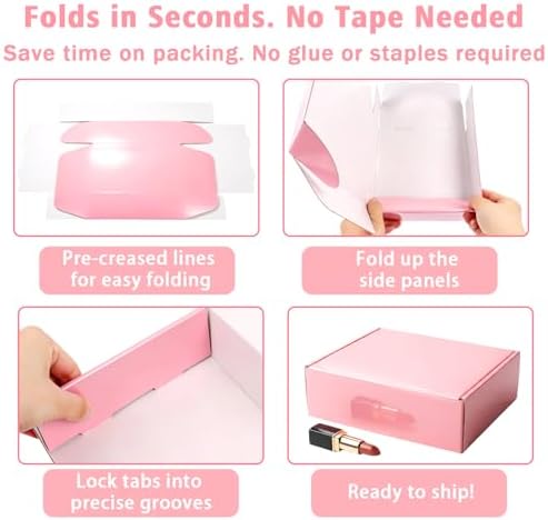 7"x5"x2" Glossy Pink Shipping Boxes, 50 Pack Corrugated Cardboard Mailing Boxes for Small Business Packaging, Shipping Phone Cases, Stationery - Image 5