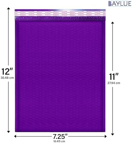 Purple Bubble Mailers 7.25x12, Self Seal Poly Padded Envelopes #1, 100 Pack - Image 2