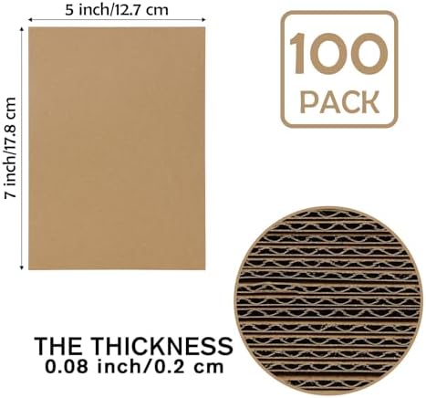 Calenzana 5x7 Corrugated Cardboard Sheets Set of 100, Flat Card Boards Inserts for Crafts, Packing, Shipping, Moving, Mailing - Image 2