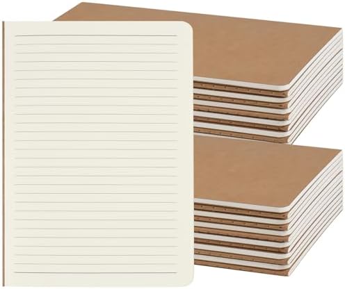 ZCZN 24 Pack A5 Kraft Notebooks Bulk, 8.15x5.5 Inches Lined Paper Journaling Notebooks, Notebooks for Work, Composition Notebooks for School, Journal Notebooks for Office, 60 Pages by ZCZN