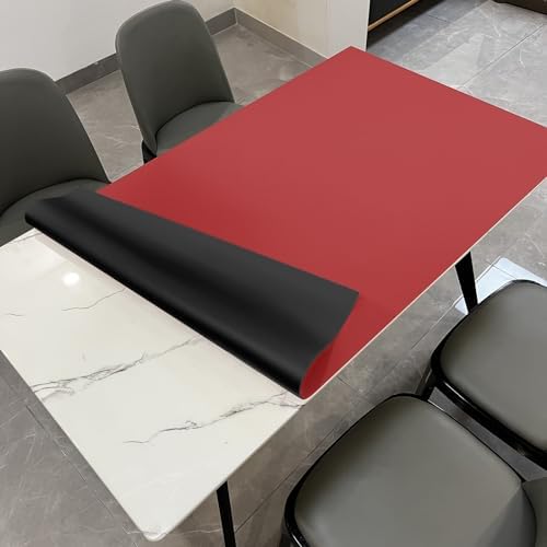 Faux Leather Table Cover,1.8mm Thick,42x66 Inch Table Protector,Table Protector for Dining Room Table,Dining Table Cover,Table Cover Protector(Black+Wine Red,42x66) by Zinkooat