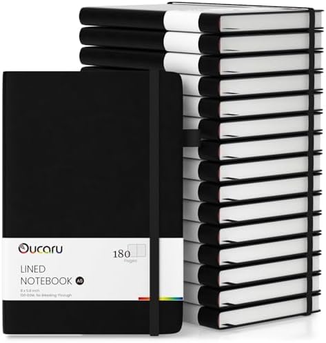 Oucaru 16 Pack Bulk Journal Notebook, A5 Lined Notebook Set, 180 Pages by Oucaru