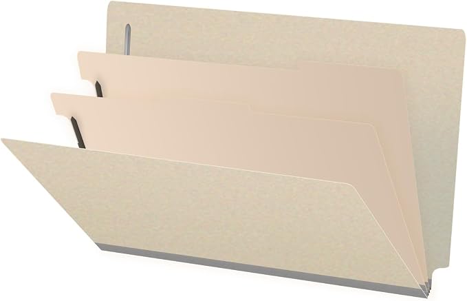 Ecom Folders Manila Classification Folders | Legal Size 18 Pt Manila Stock with 2 Dividers | Full Cut End Tab Shelf Filing Folder for Medical, Legal & Office Records | Box of 10 by Ecom+Folders