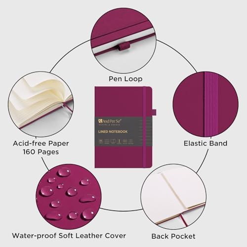 &And Per Se Lined Journal Notebook, 160 Pages, A5 5.7 x 8 inches College Ruled Thick Paper Notebook Journals for Writing, Hardcover Notebooks for Women Men Office School (1 Pack, Mulberry Purple) - Image 4