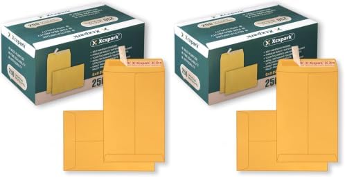Xxcxpark 250 PCS 6x9 inches Security Catalog Envelopes Printable Self Seal Envelopes, Anti Tear brown Kraft Envelopes for Invitation Cards, Pictures, Photos, Documents (Pack of 2) by Xxcxpark