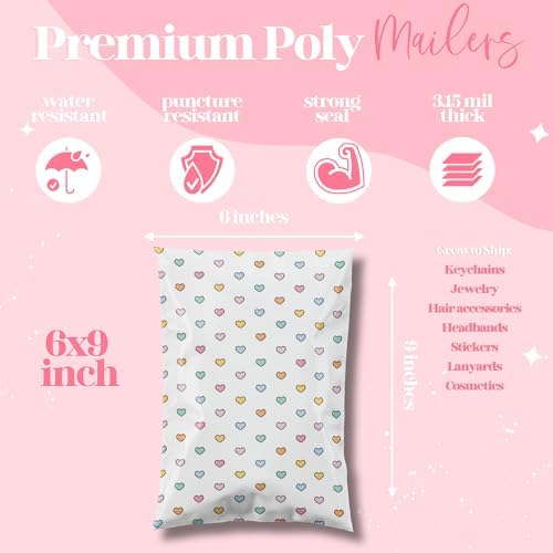Pretty Package Store Poly Mailers 6x9, Preppy Hearts, 100 Pack - Image 3