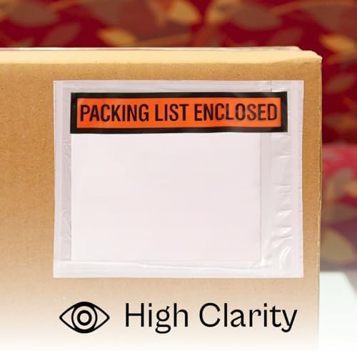 PSBM 1000 PCS 4.5 x 5.5 Inch Orange Panel Face Packing List Enclosed Envelopes, Invoice Packing Slips Pouch for Mailing Labels, Invoices, Documents and Slips - Image 4