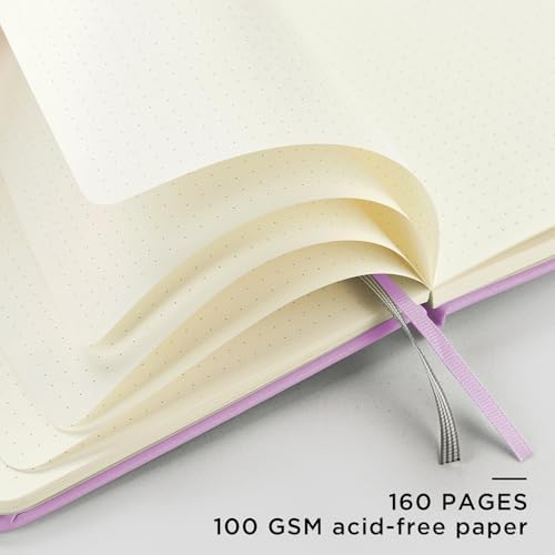 &And Per Se Dotted Journal Notebook, A5 Hardcover Aesthetic Dotted Notebook – 160 Pages 100gsm Thick Dot Grid Paper, 3 Sticker Sheets – Gift-Ready Journaling Kit for Women (Lavender) - Image 6