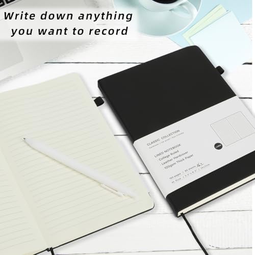 Coopay 24 Pack A5 Journal Notebook with 24 White Pens Bulk Classic Ruled Hardcover Leather Journal Set with Pen Holder for Men Women Writing Office Home School Business, 100GSM, 8.3” x 5.5” (Black) - Image 4