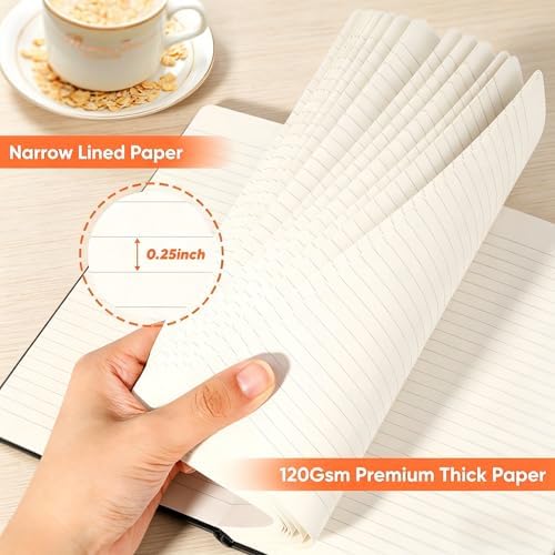 Huhuhero 5 Pack Lined Journal Notebook, A5 College Ruled 5"×8.25", Black - Image 5