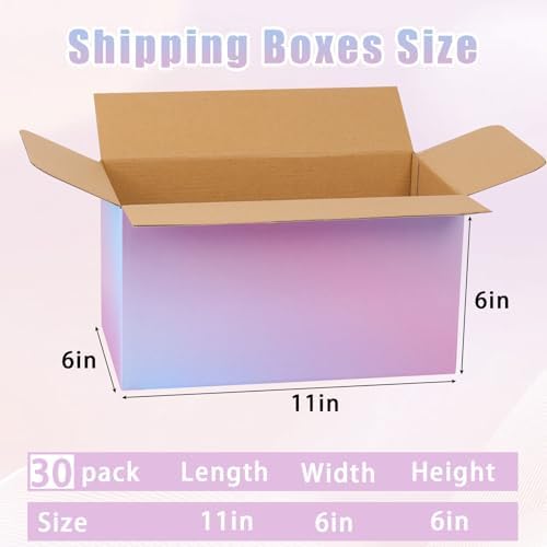 FORBFAN 11 x 6 x 6 Shipping Boxes, 30 Pack Corrugated Cardboard Mailing Boxes for Small Business, Colorful Packing Boxes for Shipping & Storage - Image 2