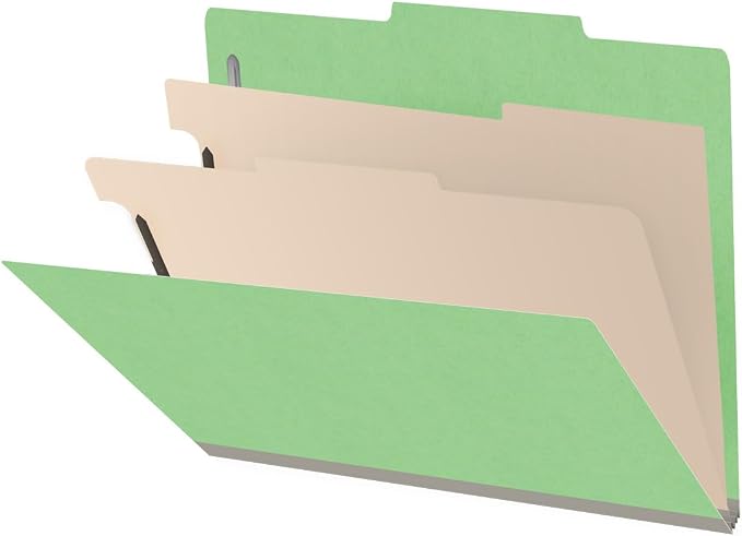 Heavy Duty End Tab Color Folders, 2/5 Cut ROC Top Tab, Letter Size, 2 Divider, Green (Box of 10) by Ecom+Folders