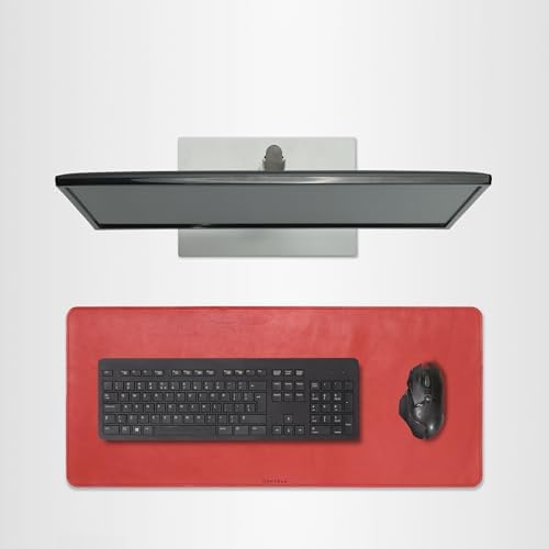 Full Grain Leather Desk Pad, Red, L (27.6 x 11.8 inch) by DAREhue