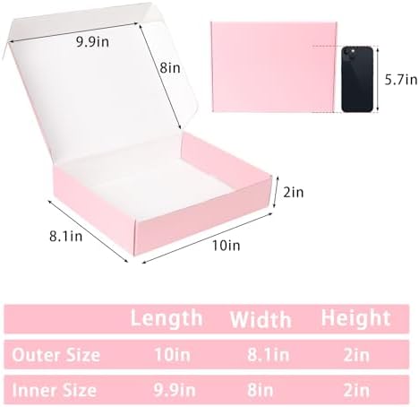 10x8x2 Pink Shipping Boxes Medium, 40 Pack Corrugated Cardboard Mailer Boxes for Packaging Small Business Mailing Gift - Image 2