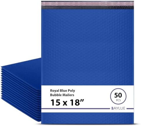 Royal Blue Bubble Mailers 15x18, Poly Padded Envelopes #8, 50 Pack by BAYLUE