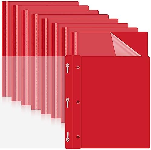Teling 48 Pcs Clear Front Report Covers with 3 Prong Fasteners, Red by Teling