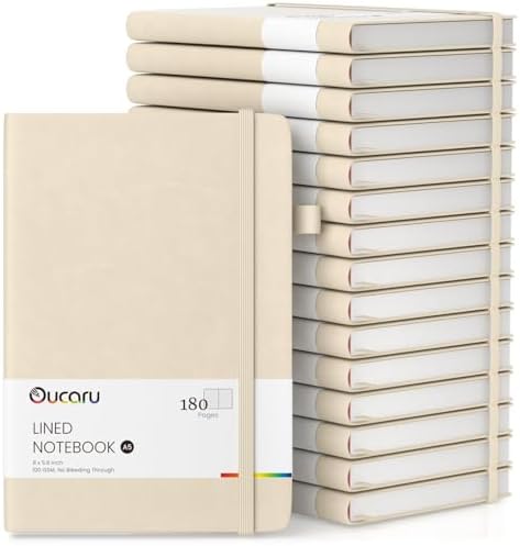 Oucaru 16 Pack Bulk Journal Notebook, A5 Lined Notebook Set, 180 Pages by Oucaru