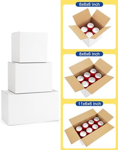 Assorted-Sizes-Shipping-Boxes-45-Pack: 6x6x6 & 8x6x6 & 11x6x6 Small-Shipping-Boxes-Mailers, White Corrugated-Cardboard-Boxes-for-Packing-Small-Business Mailing - Image 2