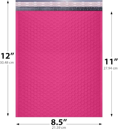 Hot Pink Bubble Mailers 8.5x12, Poly Padded Envelopes #2, 300 Pack - Image 2