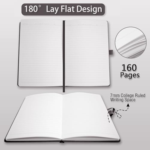 Heture Hardcover Notebooks, 6 Packs A5 Lined Journals Notebook for Writing 160 Pages, 8.2 x 5.5 inch, Classic Ruled Notebooks for College/Work/Travel (Black, 6 Pack) - Image 5