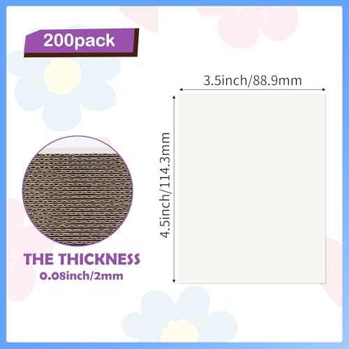 RLAVBL 200 Pack 3.5x4.5 White Corrugated Cardboard Sheets, Flat Cardboard Inserts for Shipping, Mailing, Packing, DIY Crafts - Image 2