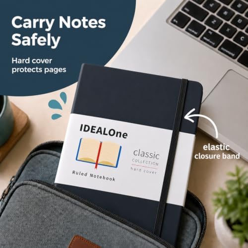 IDEALOne Hardcover Journal Lined–A5 (5.7x8), College Ruled Journaling Notebooks,160 pages, 100GSM Thick Paper, Journal for Women, Men, Teens - Black - Image 6