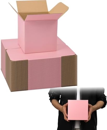 FORBFAN 6x6x6 Inches Small Shipping Boxes, 30 Pack Pink Mailer Boxes, Corrugated Cardboard Boxes for Packaging, Shipping, Mailing by FORBFAN-US